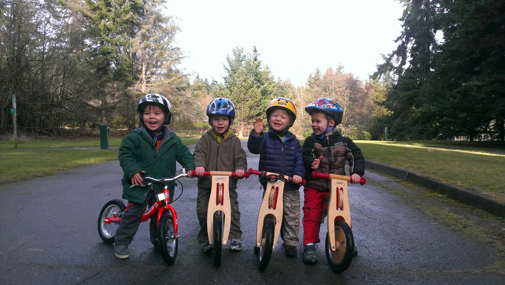 Toddlers on little bikes